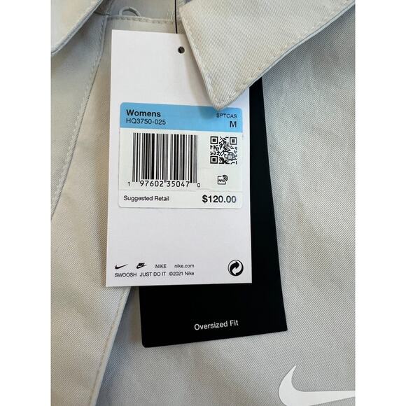 Nike Sportswear Woven Jacket Oversized Light Grey HQ3750-025 Women's Size M - Picture 4 of 12